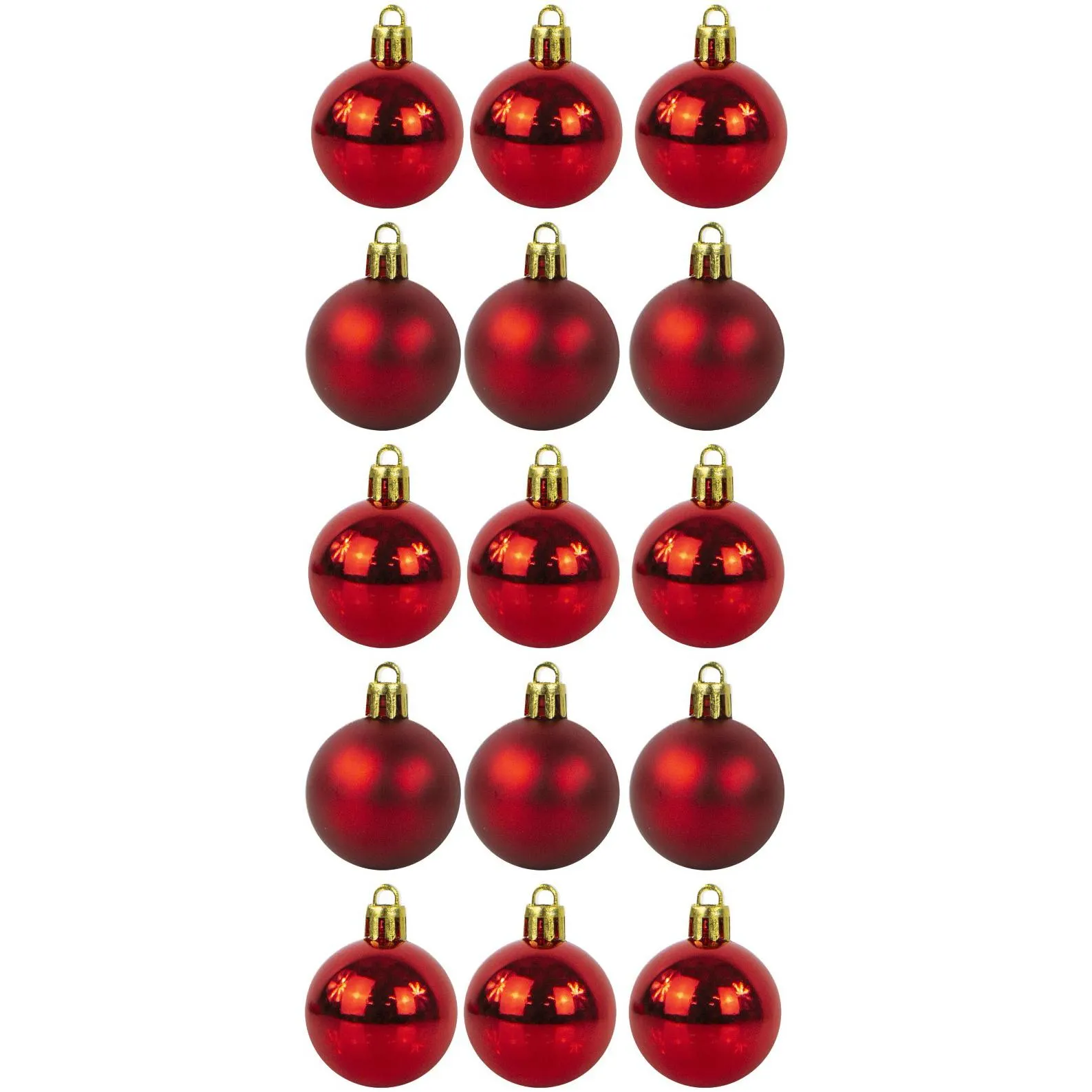 Kit de Bola de Natal Plástico 15 Peças 4cm Vermelho - Bianchini