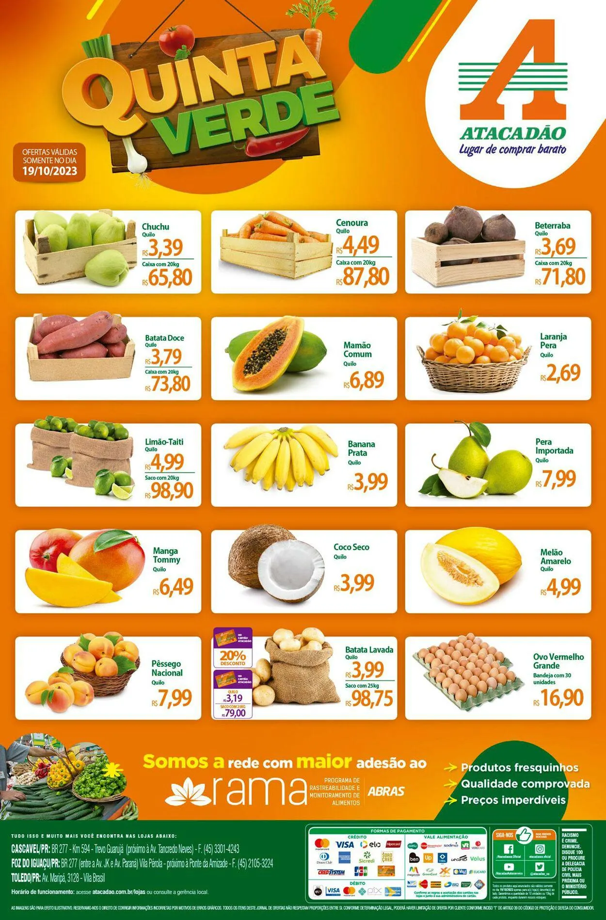 Encarte de Atacadão - PR - Cascavel, Foz do Iguaçu e Toledo 19 de outubro até 19 de outubro 2023 - Pagina 1