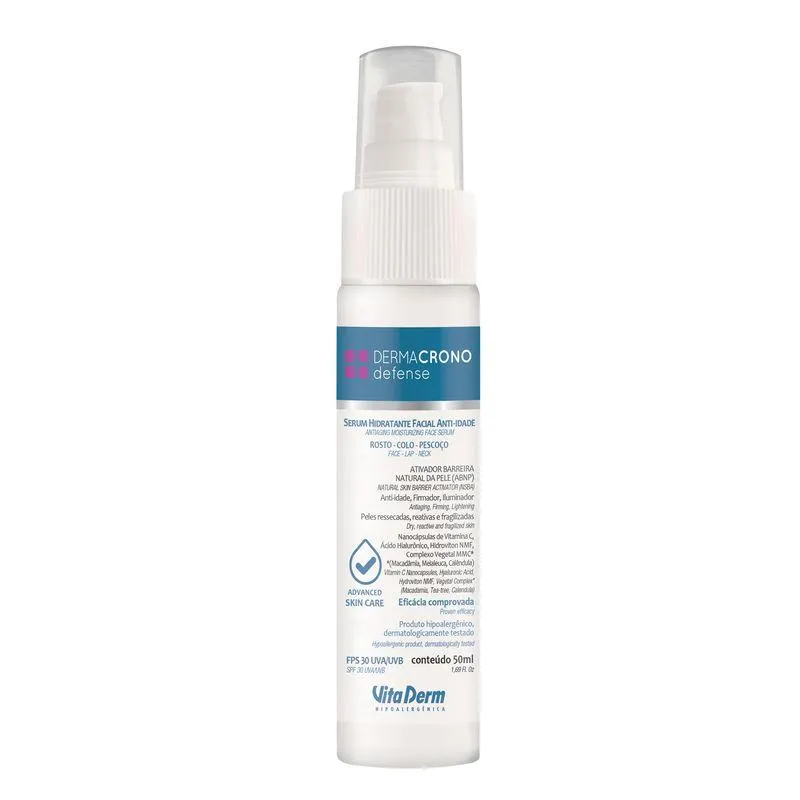SERUM HIDRATANTE FACIAL ANTI-IDADE DERMACRONO DEFENSE FPS30/UVA10