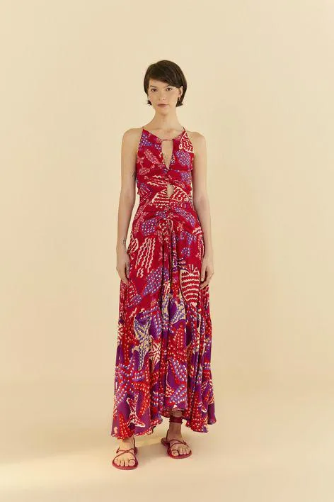 Vestido Longo Patch Estampado Estrela Do Mar