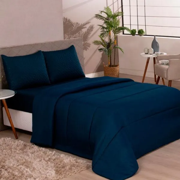 Edredom King Microfibra Colors Azul Nautico Vestcasa