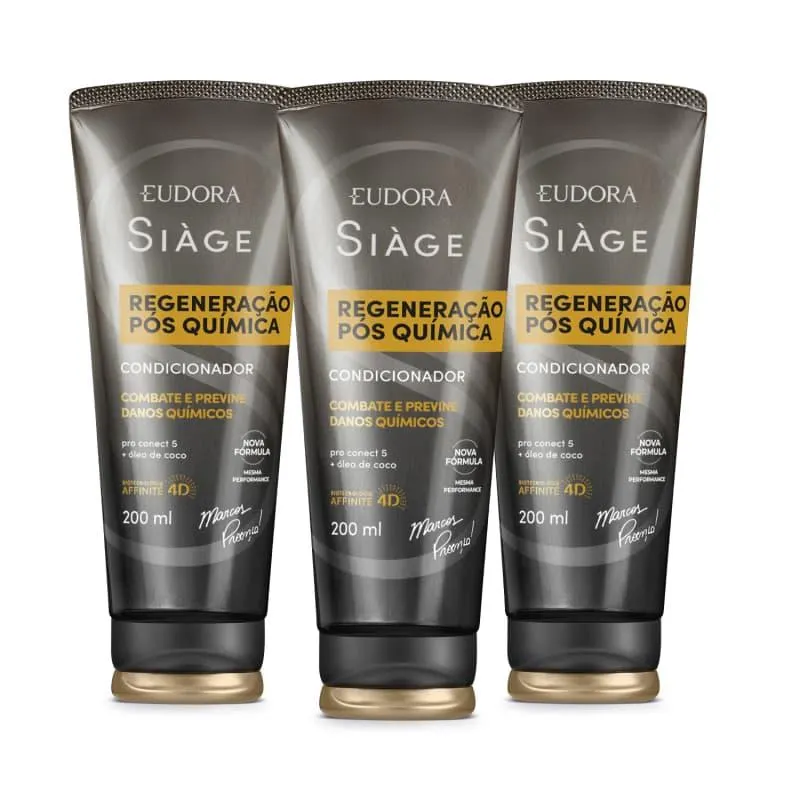 Combo Condicionador Siàge Expert Regeneração Pós Química 3x 200ml