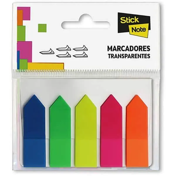 Marcador de página 42x12mm c/ 5 cores transparente Stick Note BT 125 UN