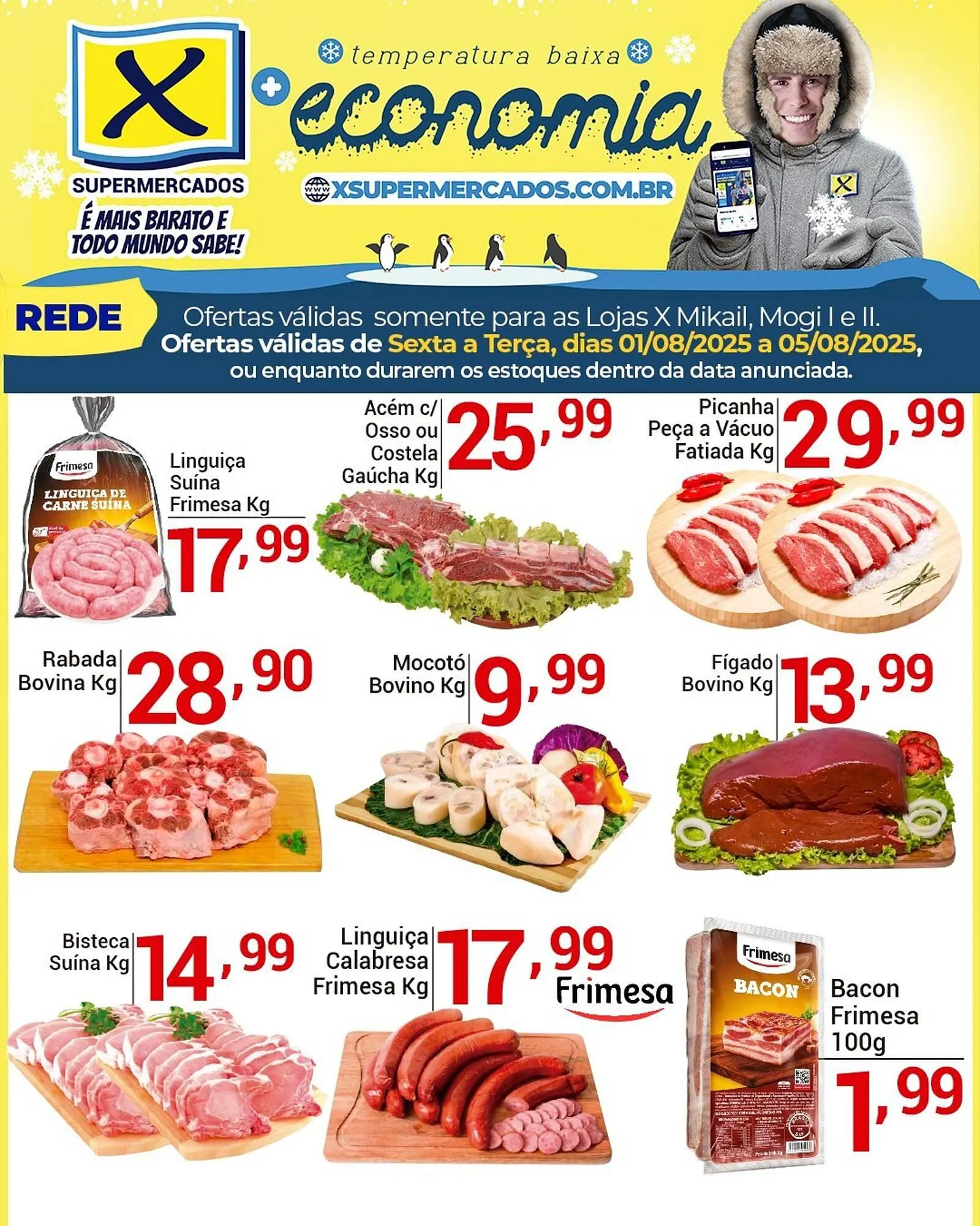 Encarte de Catálogo X Supermercados 1 de agosto até 5 de agosto 2025 - Pagina 1