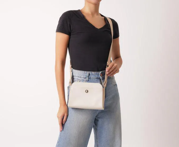 Bolsa Crossbody Branca Média Gorgurão Bolso Frontal