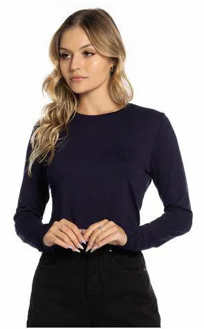 Camiseta básica manga longa visco - MARINO