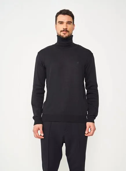 Suéter Slim De Tricô Com Gola Alta