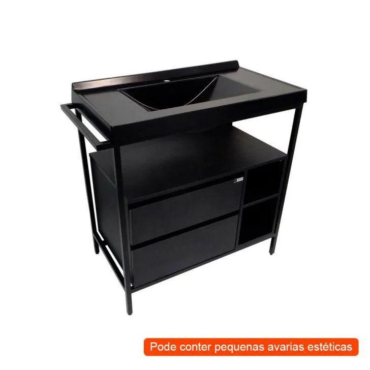 [OUTLET] Gabinete de Banheiro com Cuba Malta 2 GV Preto