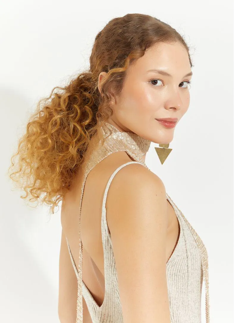 Vestido midi tricô colab camila coutinho areia