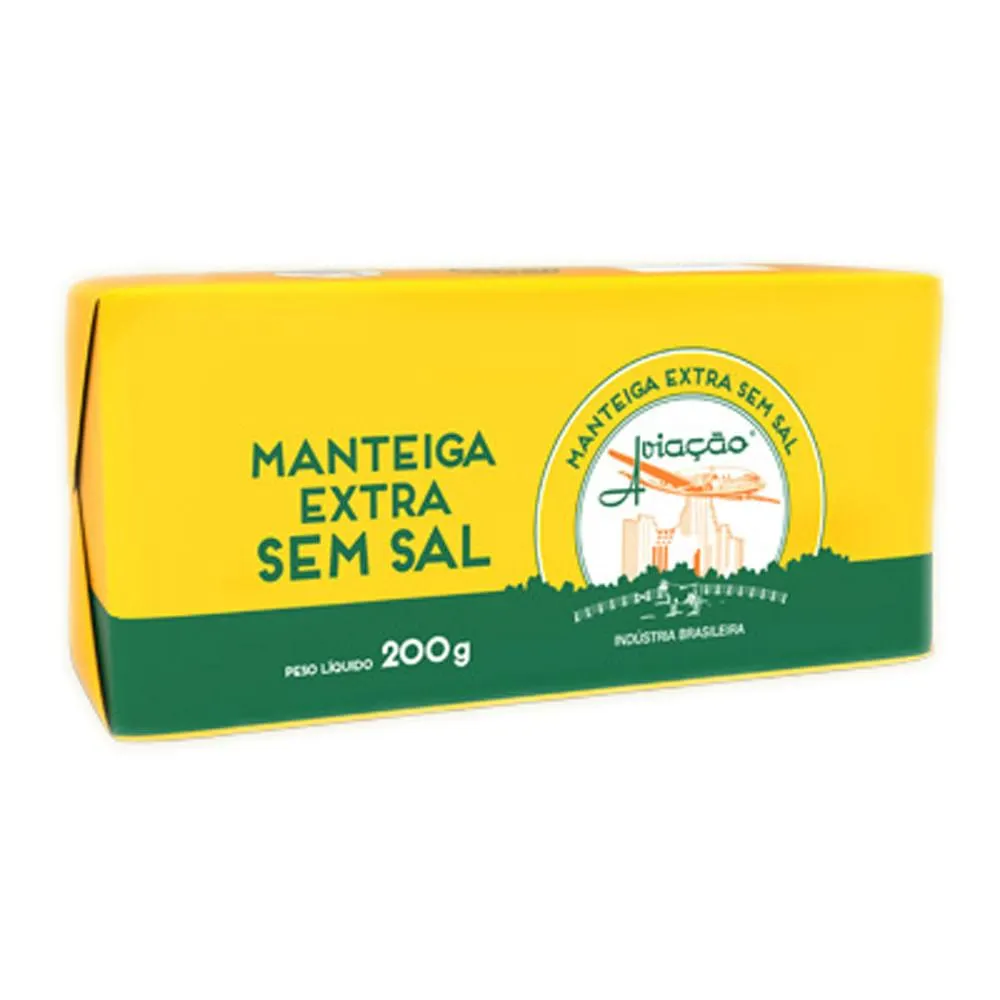 Manteiga Aviação 200g Tablete Sem Sal