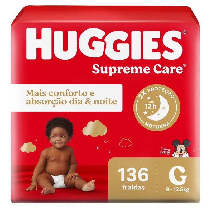 Fralda Huggies Supreme Care Giga Tamanho G Com 136 Unidades
