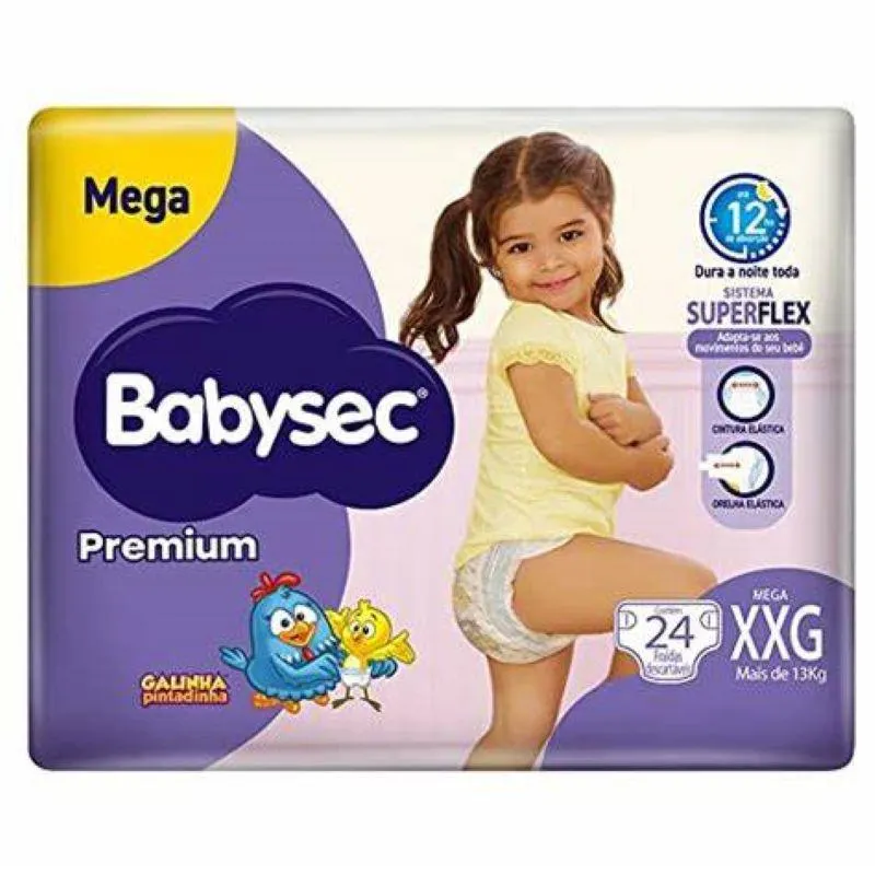 Fralda Babysec Premium Galinha Pintadinha Xxg - 24 unidades