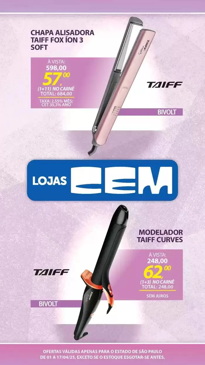 Encarte de Encarte Lojas Cem 3 de abril até 17 de abril 2025 - Pagina 129