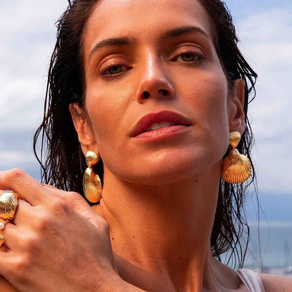 BRINCO DUPLO MARE MAXI | PRATA COM OURO AMARELO 18K