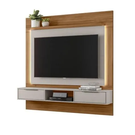 Painel para TV Com Suporte até 58 Polegadas com Led 1,60m Nobre Freijó / Off White Notável