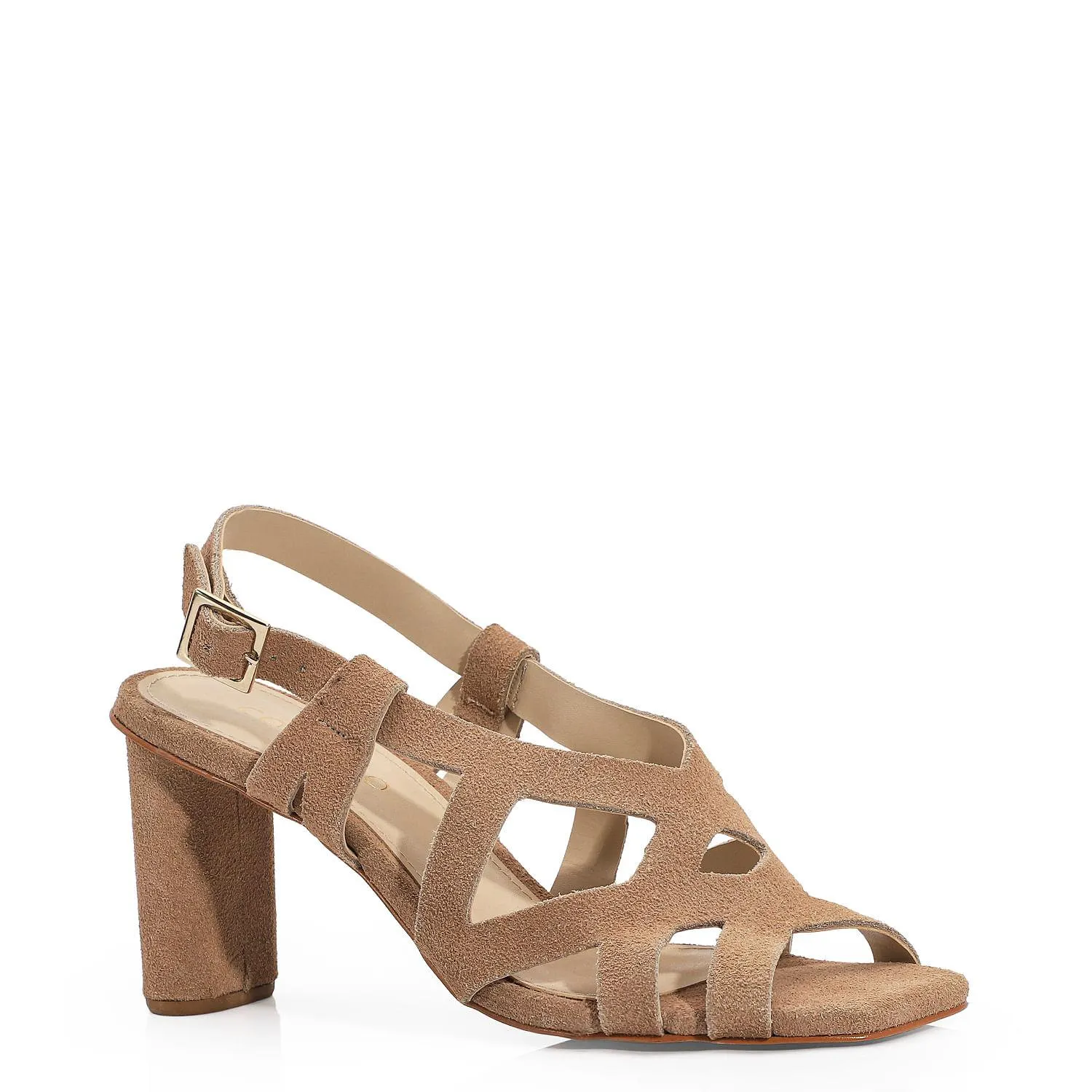 Sandália Couro Camurça Bege