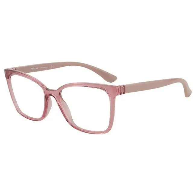 Armação de Óculos de Grau Feminina Tecnol Retangular TN3080 cor Rosa Translúcido