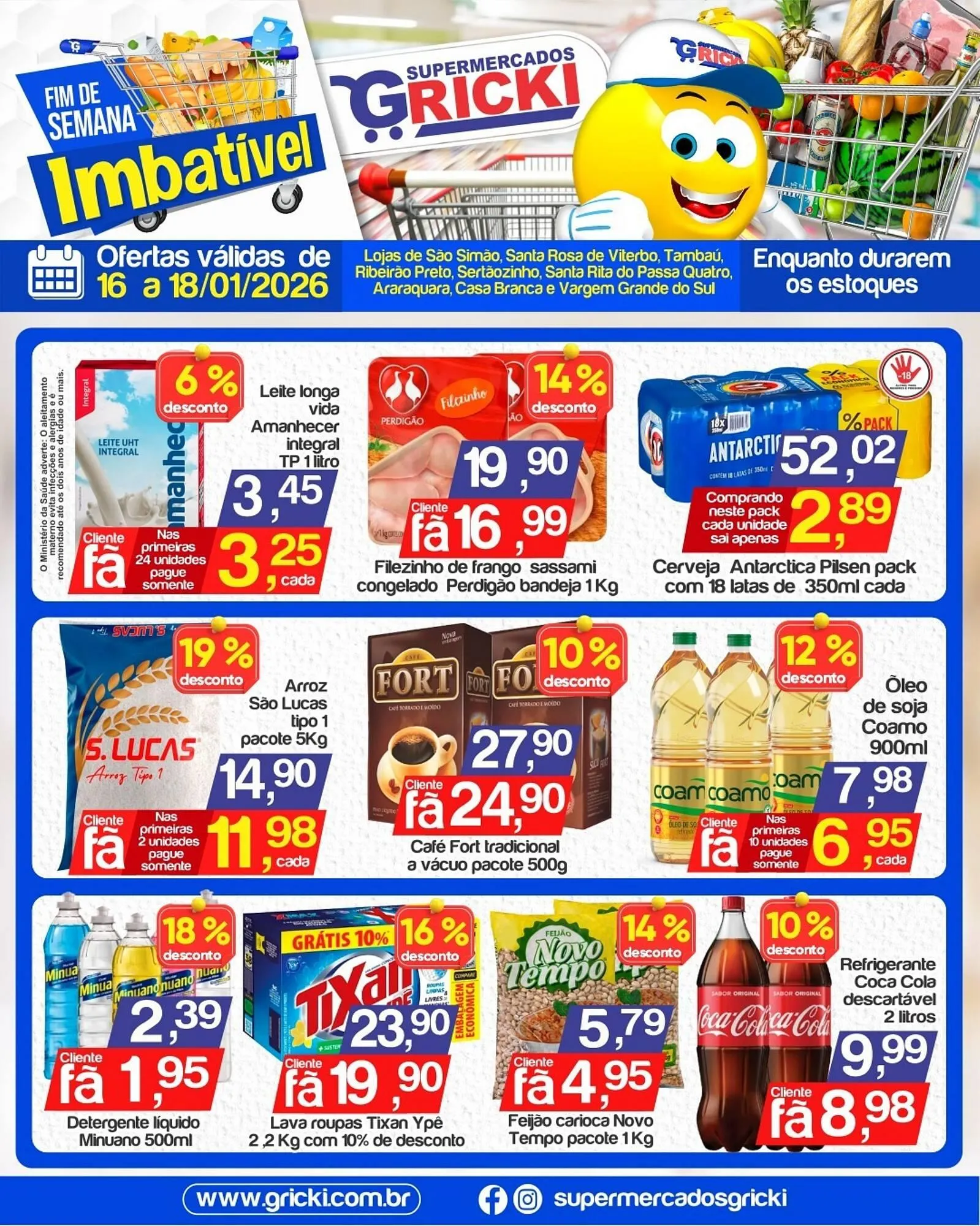 Encarte de Catálogo Supermercados Gricki 16 de janeiro até 18 de janeiro 2026 - Pagina 1
