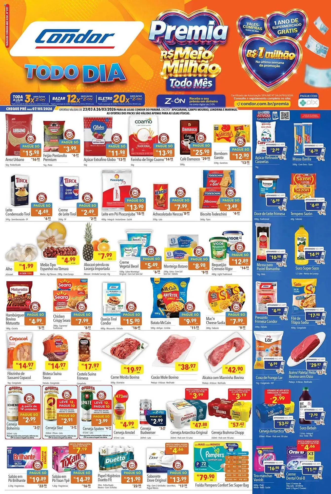 Encarte de Catálogo Supermercados Condor 23 de março até 26 de março 2026 - Pagina 1
