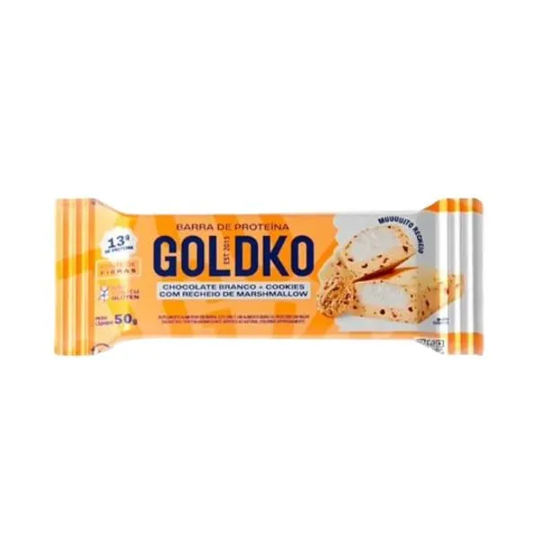 Barra de Proteína Goldko de Chocolate Branco, Cookies e Marshmallow 50g