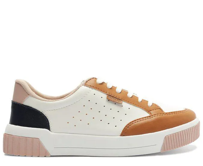 Tênis Sem Salto Branco e Marrom