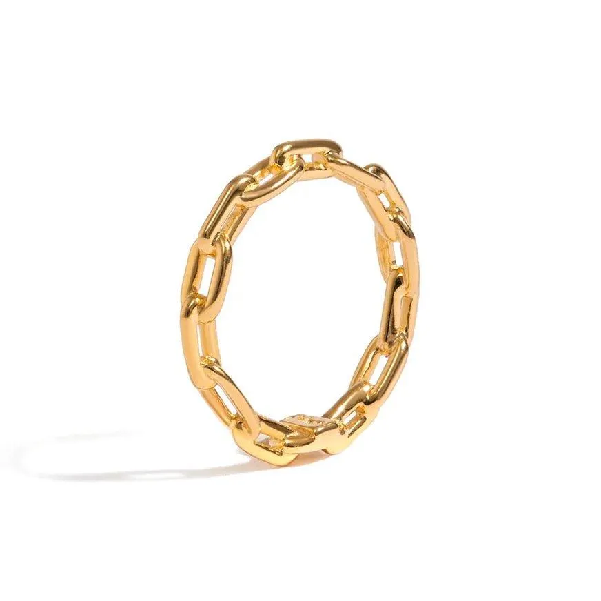 Anel Chain | Prata Com Ouro Amarelo 18k