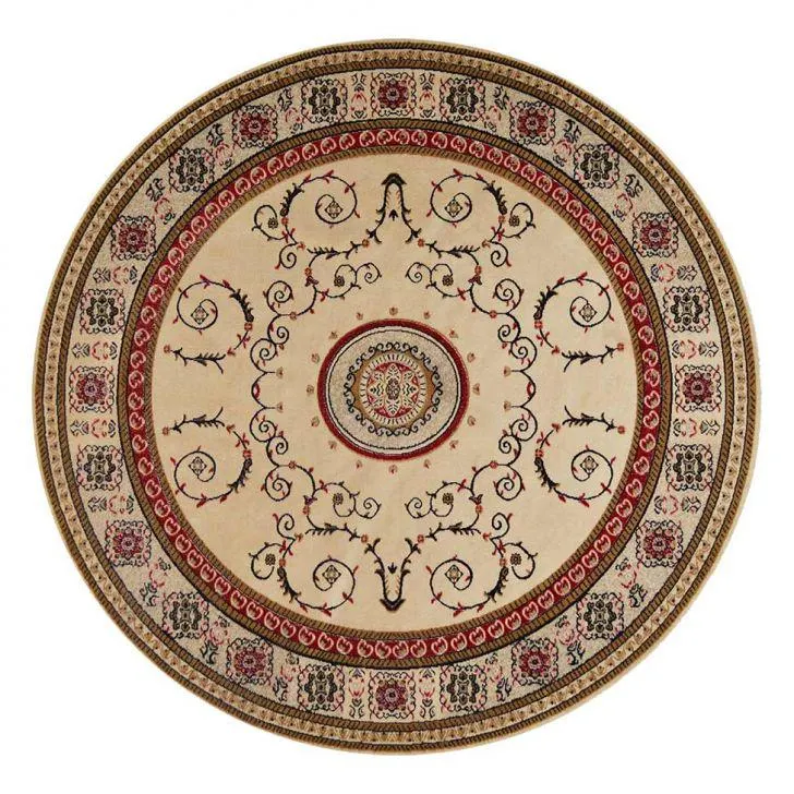Tapete Redondo Veludo Marbella Çagdas II Creme 150x150 cm
