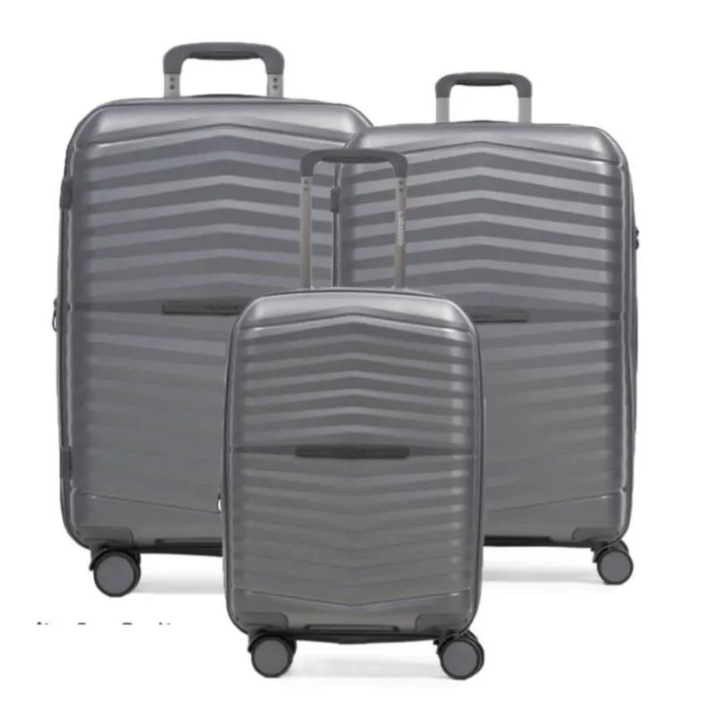 Conjunto de Malas Polipropileno 4 Rodas P, M e G Hong Kong Cinza