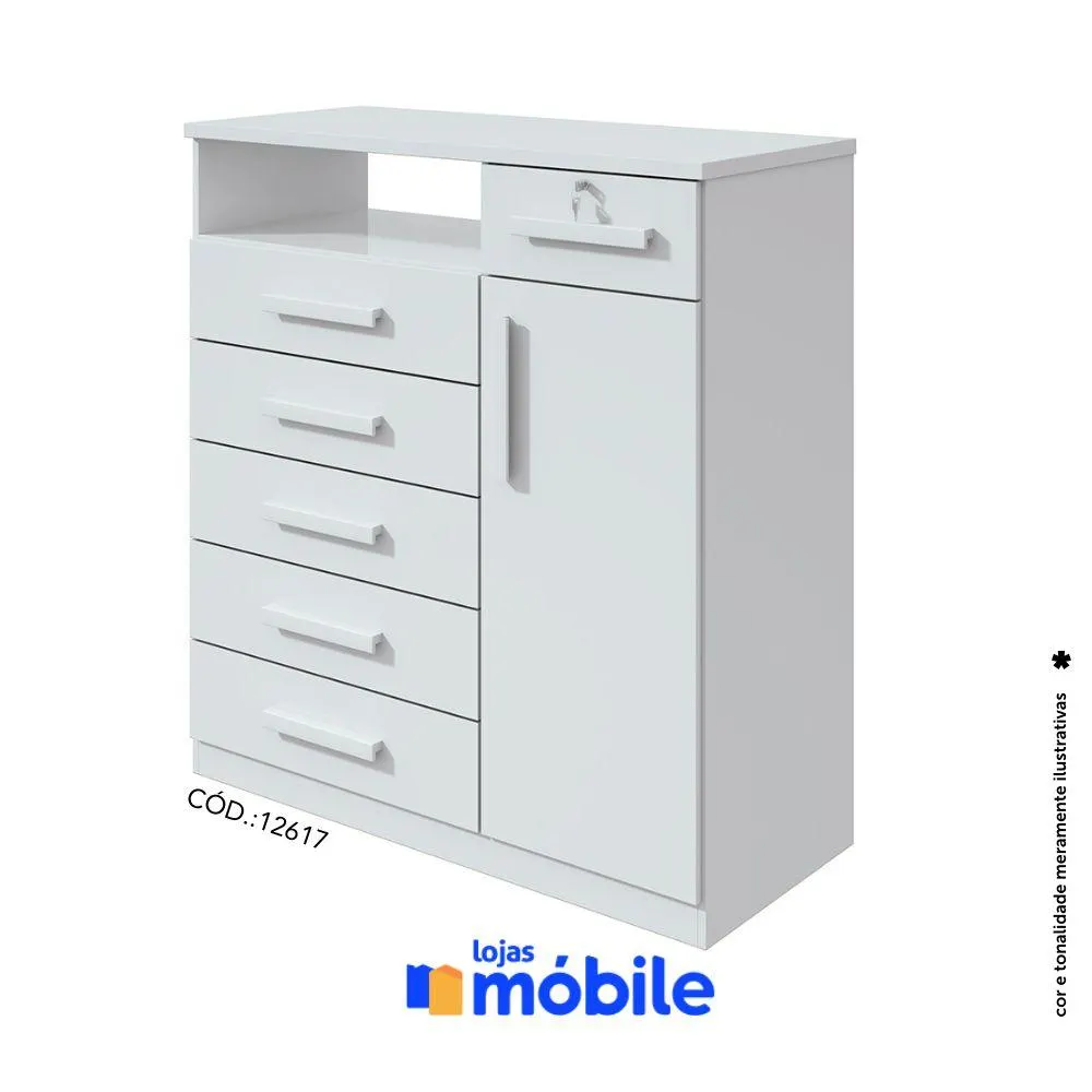 Cômoda Sapateira 119x110cm 6 Gavetas e 1 Porta (12617)