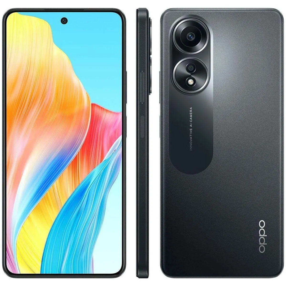 Smartphone Oppo A58 Preto 256GB Tela 6.7" Câmera 50MP 8+8GB RAM Boost