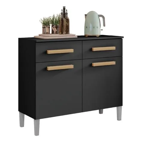 Balcão De Cozinha 2 Portas 2 Gavetas Luísa Preta