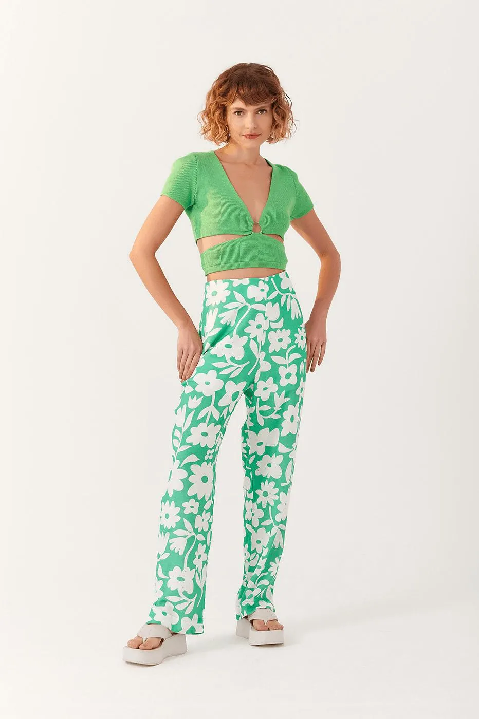 Blusa Tricot Argola Recorte Cintura