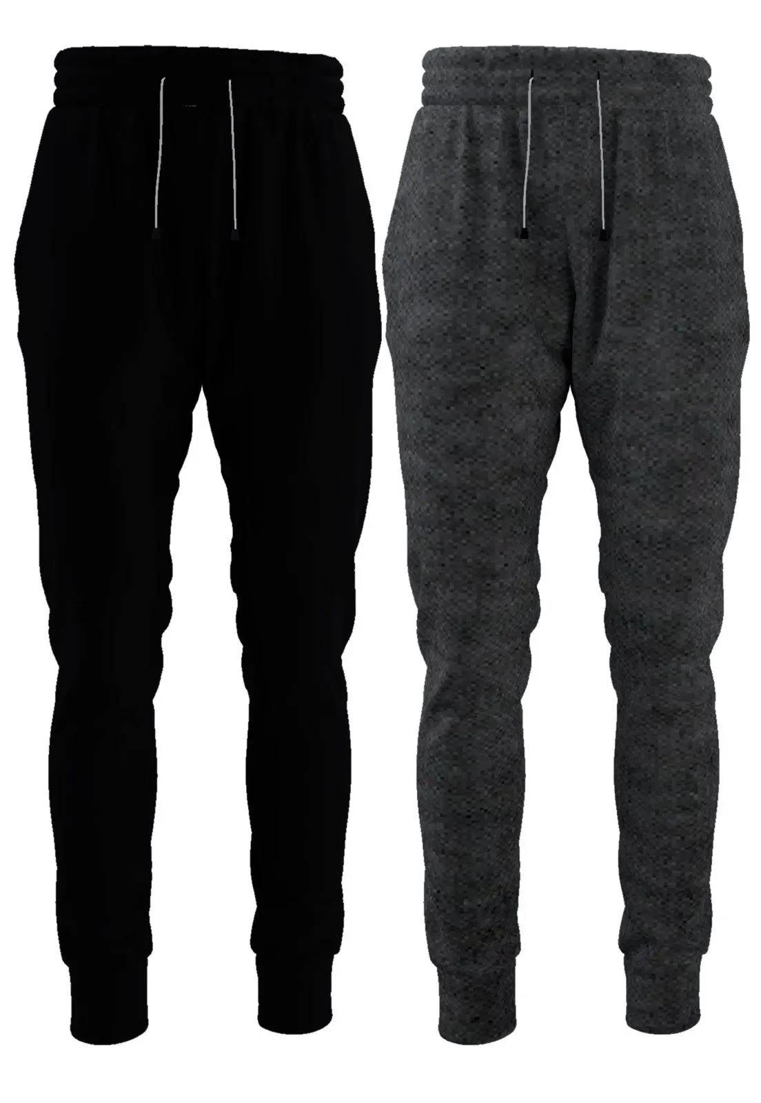 Kit 2 Calças Moletom Jogger Slim Lisa Confortável Com Elástico E Bolsos Preta E Chumbo