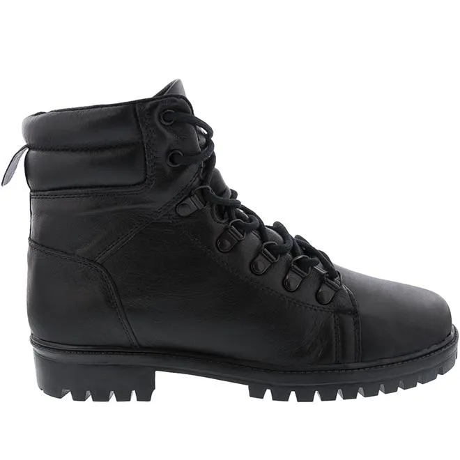 Bota Coturno Bow River Pespontos Couro Preto