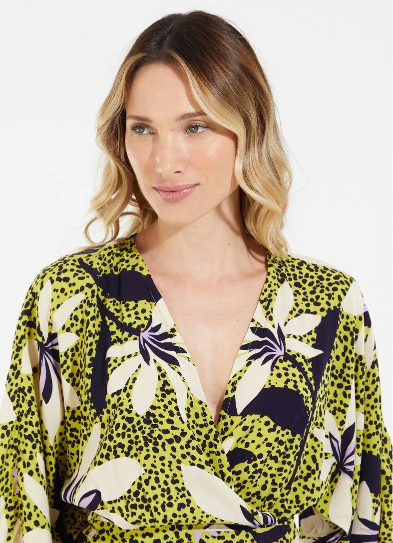 Vestido curto cachecouer estampado jasmin