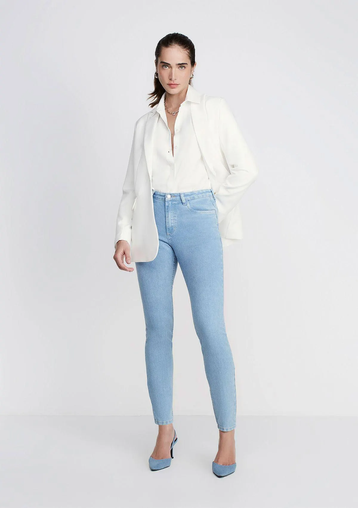 Calça Jeans Super Skinny Cintura Média - Azul