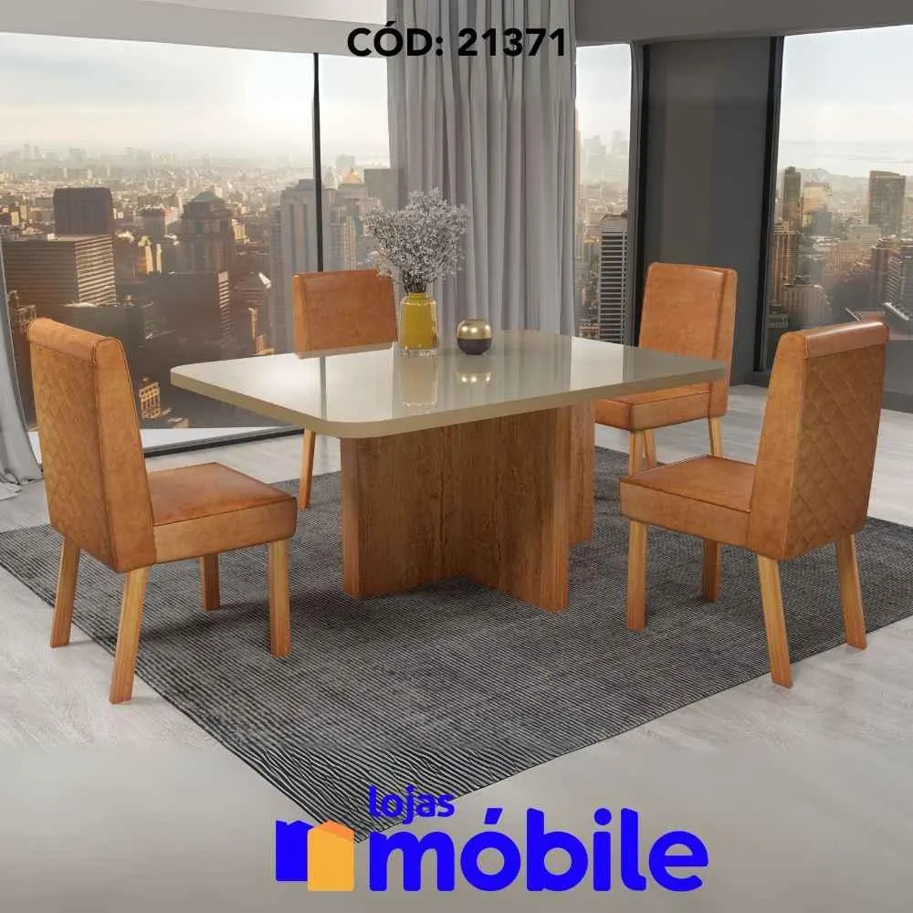 Mesa de Jantar Premium 130x90 4 cadeiras (21371)