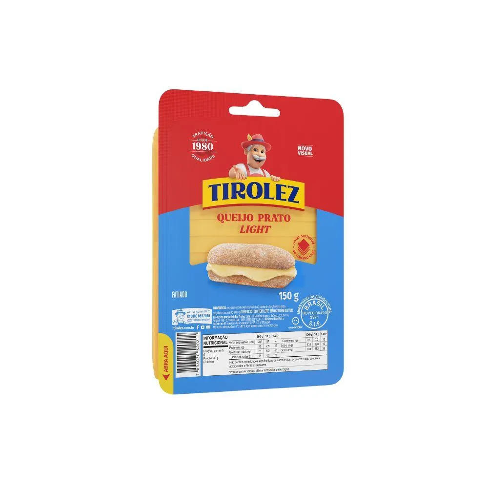 Queijo Prato Tirolez 150g Light Fatiado