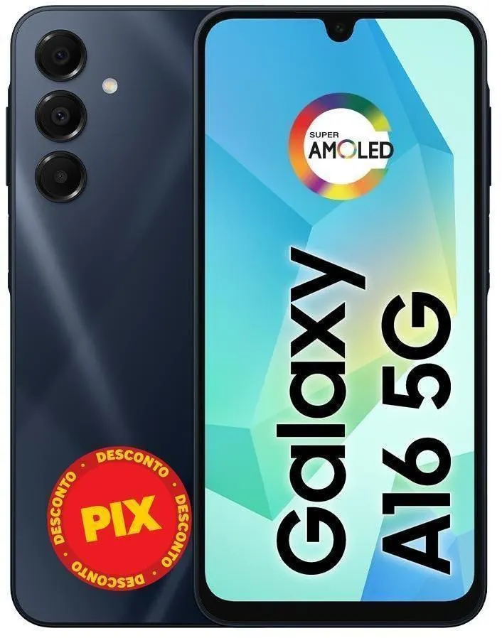 Smartphone / Telefone Celular Samsung Galaxy A16 5G 128GB 4GB RAMCâmera 50MP Tela 6.7" NFC IP54 B Azul Escuro