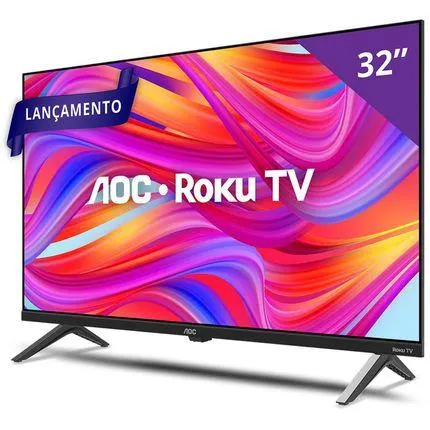 Smart TV Led AOC HD Roku 32" 32S5045/78G com Google Alexa