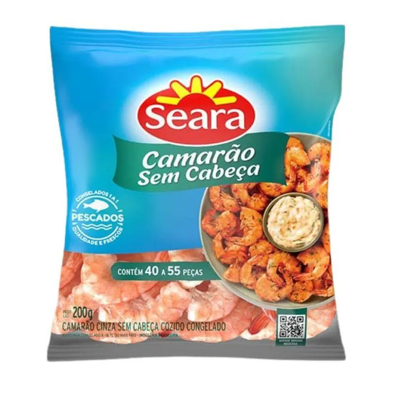 Camarão sem cabeça 40/55 Seara Pescados 200g