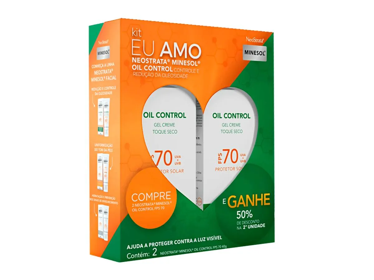 Kit Protetor Solar Facial Neostrata Minesol Oil Control Sem Cor FPS70 2 Unidades 40g