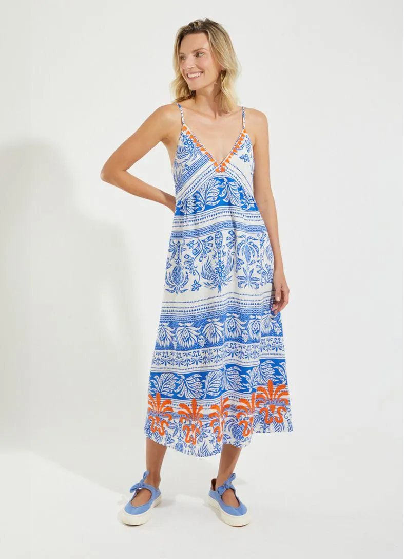 Vestido alça midi estampado malika