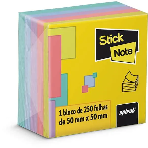 Bloco Adesivo Cores Neon 250 Folhas 50mm X 50mm Stick Note - PT 1 UN