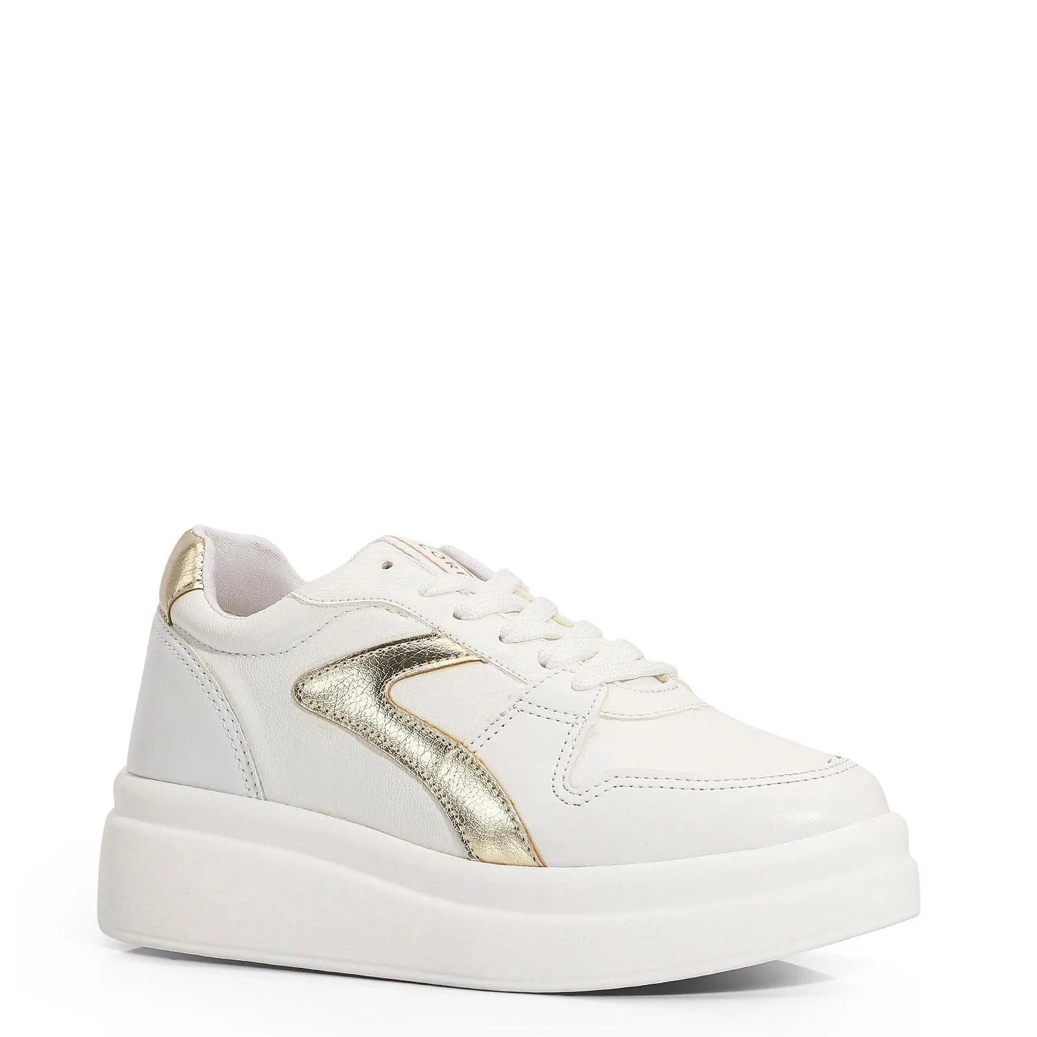 Tênis Flatform Alt Branco/Ouro
