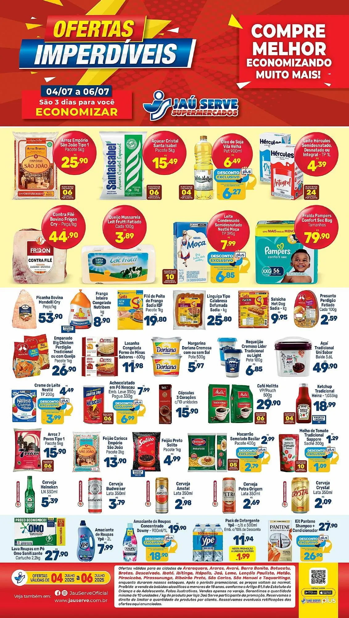 Encarte de Catálogo Supermercados Jau Serve 4 de julho até 6 de julho 2025 - Pagina 1