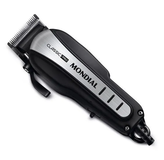 Máquina de Cortar Cabelo Mondial CR-03 Classic Pro - 9 Acessórios - Preto/Prata