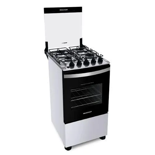 Fogão Brastemp 4 Bocas Branco com Duas Prateleiras com Alturas Ajustáveis - BFO4NBB