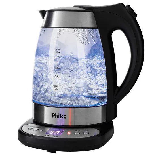 Chaleira Elétrica Philco Glass, 1,7L, Painel Digital - PCHD