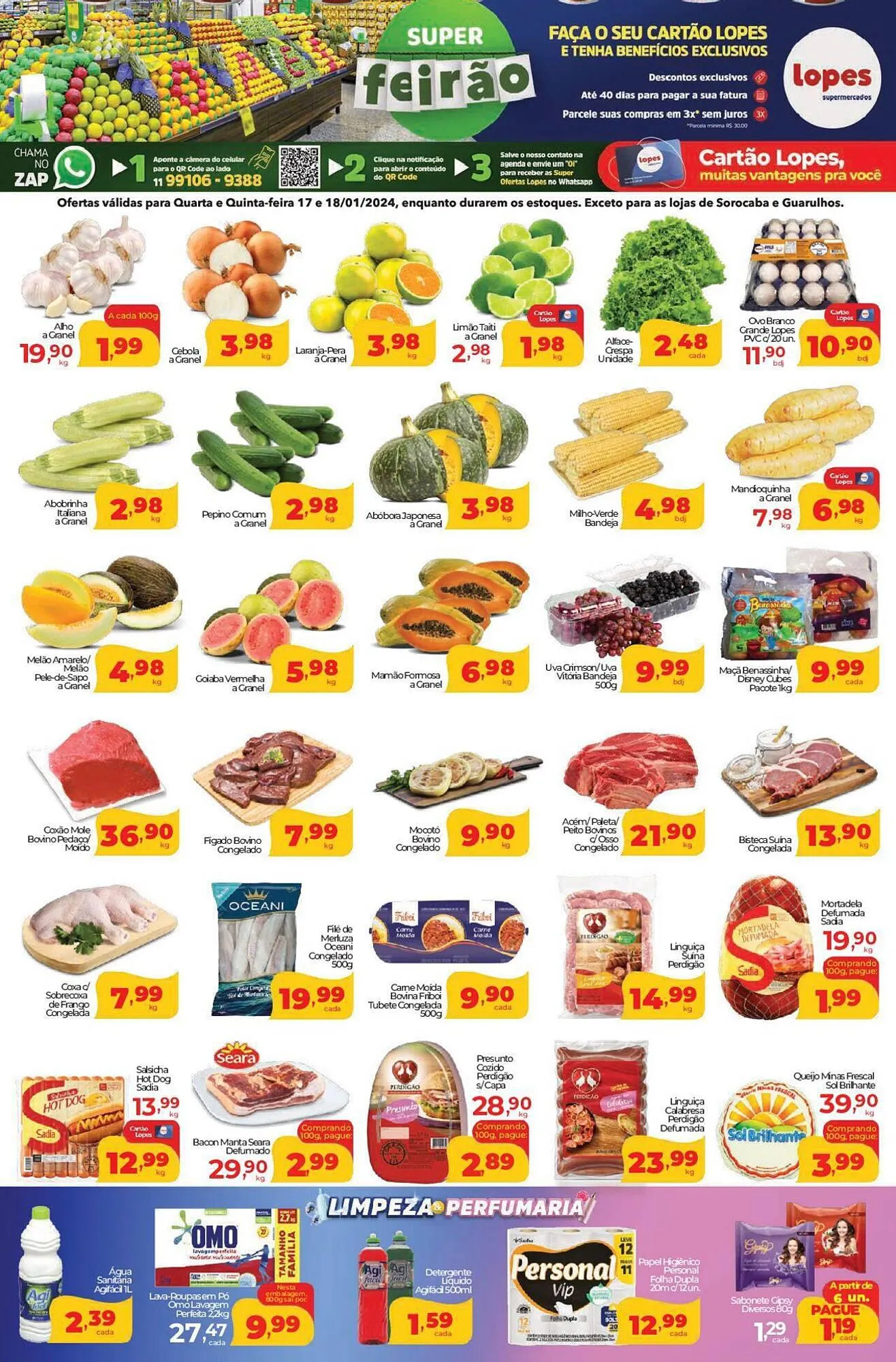 Encarte de Catálogo Lopes Supermercados 17 de janeiro até 18 de janeiro 2024 - Pagina 1